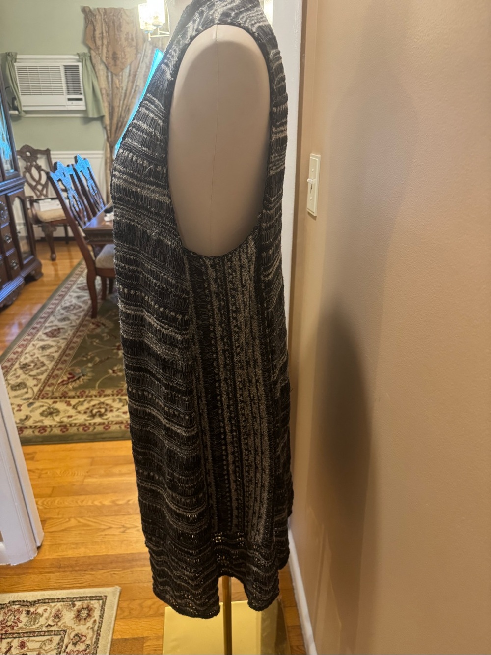 Style & Co. Black and Gray Sleeveless Open-Front Knit Duster Vest - Picture 2 of 3